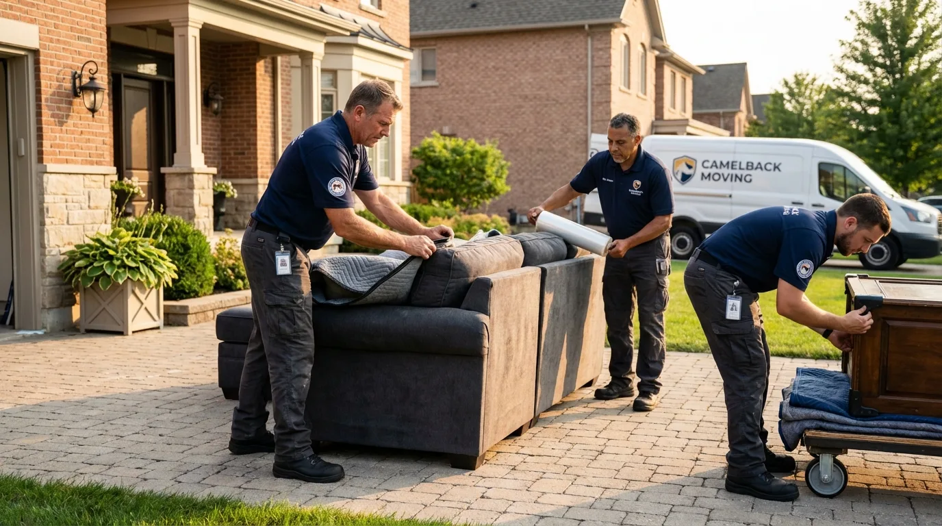 Large estate moving crew wrapping furniture in Atkins, IA