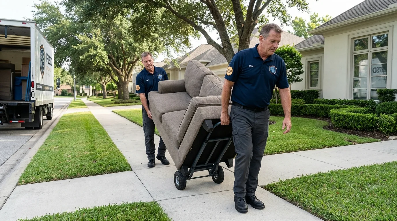 Local residential moving crew loading furniture in Atkins, IA